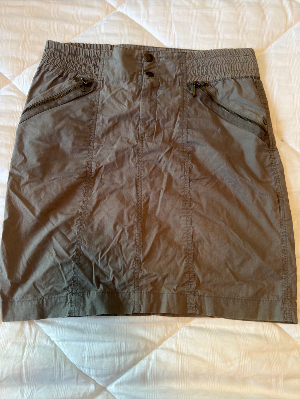Zara Basic Olive Utility Zip-Pocket Skirt